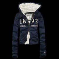 dames abercrombie fitch fleece hooded outwear zip 1892 blauw Echt Goedkoop r77t4338